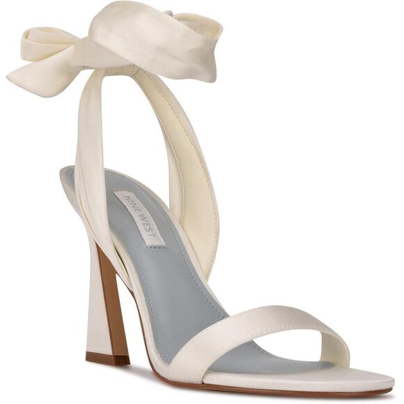 Nine West Cream Heels with Bow Detail and Sculptural Heel - Picture 1 of 3